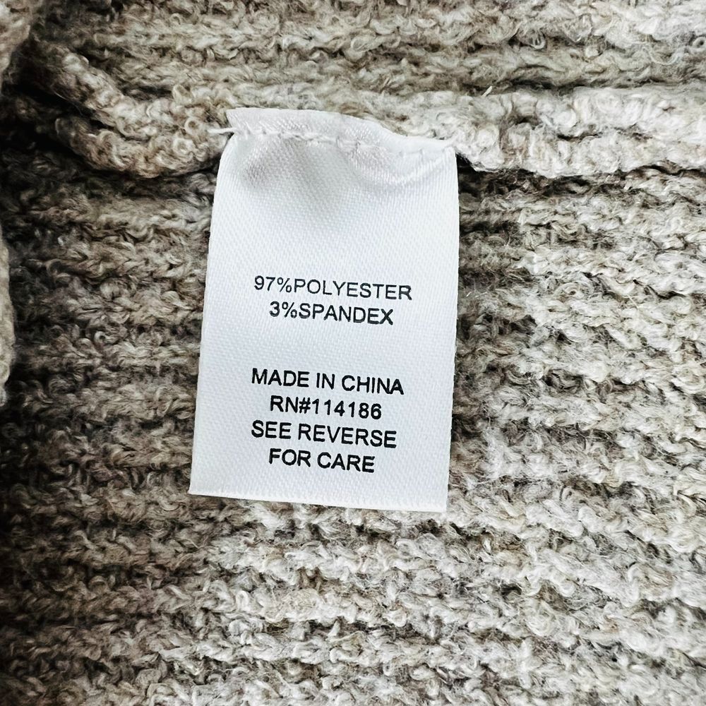 Cozy Hooded Long Cardigan Color Block Beige White Knit Sweater Peyton Primrose - Picture 6 of 9